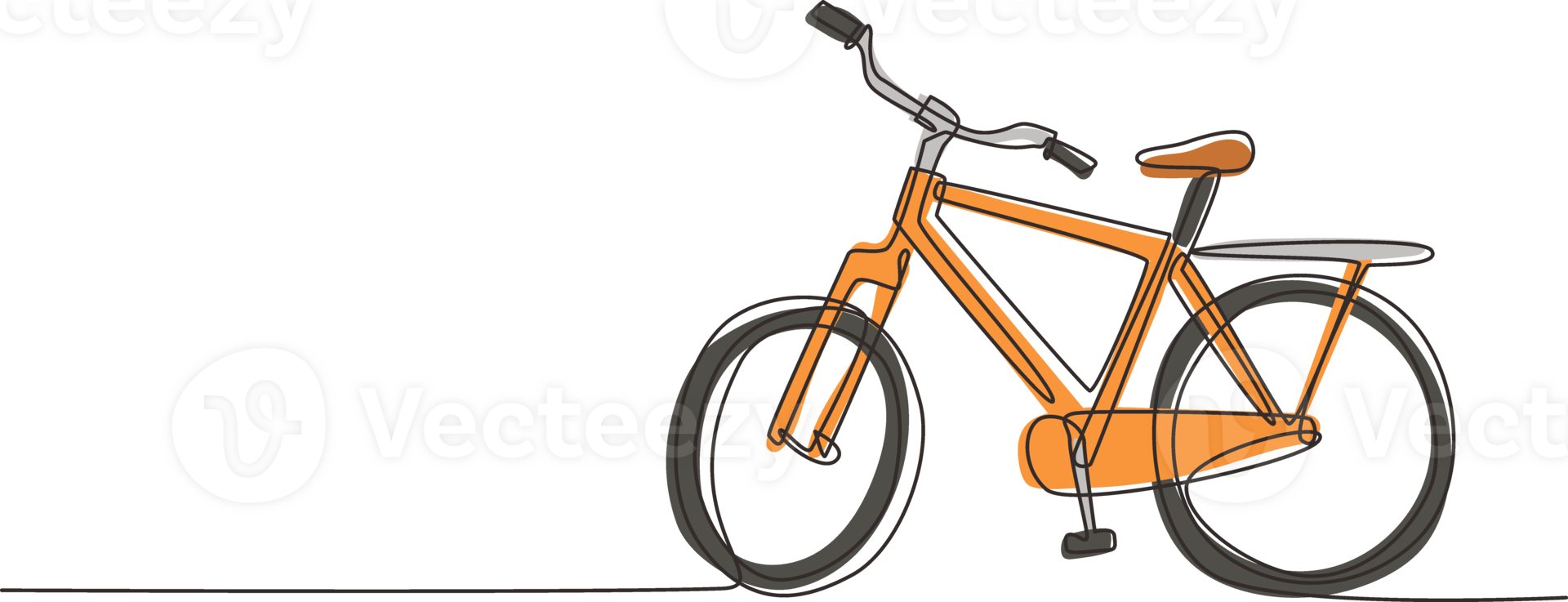 Continuous one line drawing side view classic city bicycle, ecological