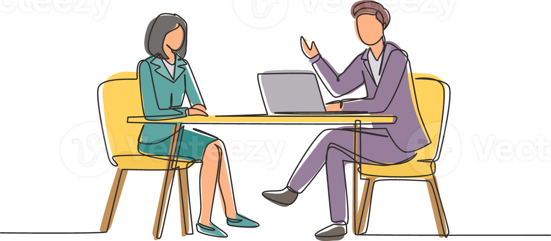 Continuous one line drawing interview. Live stream, tv show camera crew. Journalist talking to guest. Broadcaster news at tv studio, vlogging. Single line draw design graphic illustration png