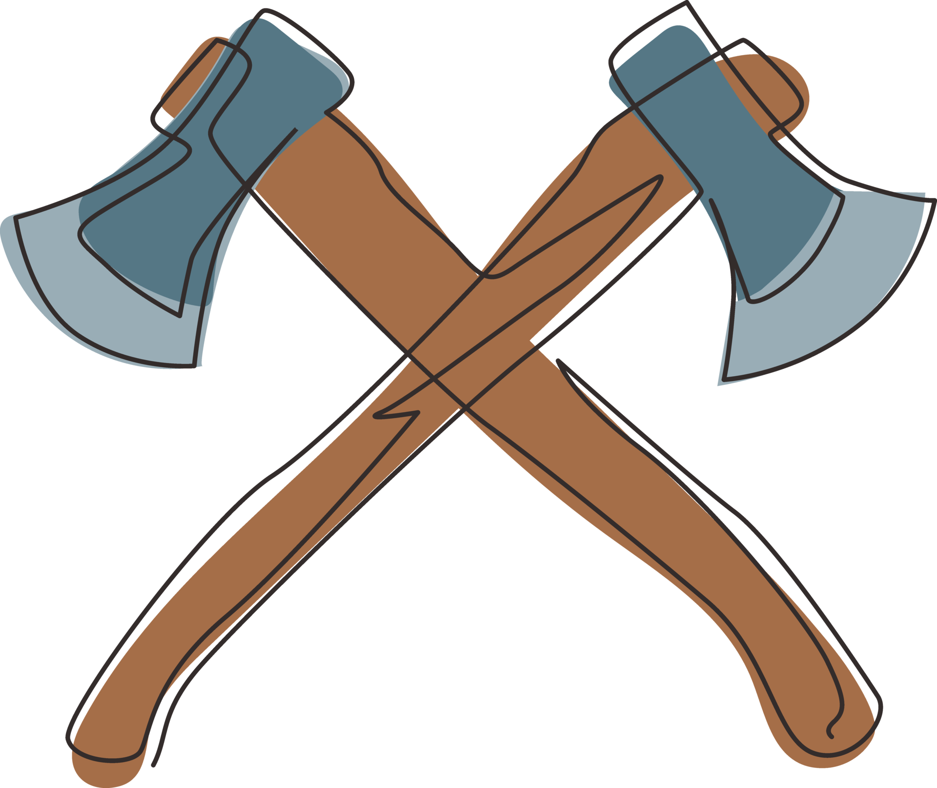 kontinuierlich einer Linie Zeichnung Holzfäller Achsen gekreuzt Symbol ...