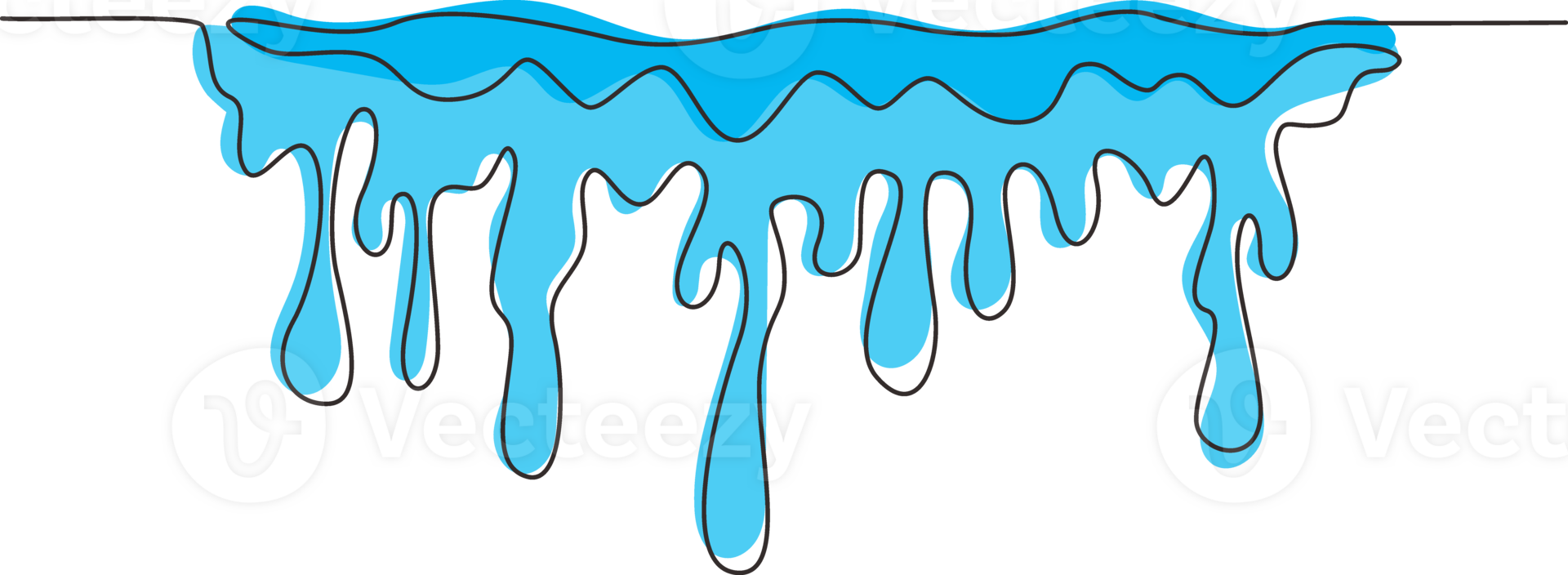 Continuous one line drawing liquid drop. Water blot, splashes, blobs. Stain of paint flowing and drips. Abstract aqua shapes isolated. Single line draw design illustration png