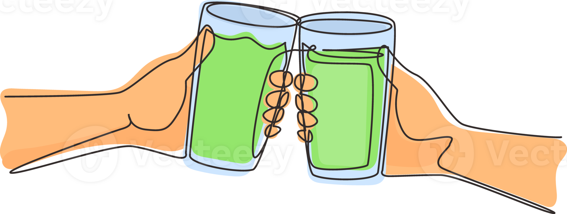 Single continuous line drawing couple toasting healthy juice drinks together at restaurant. Detox smoothie drink toast at summer holidays. Fruit juicing weight loss diet. One line draw design png