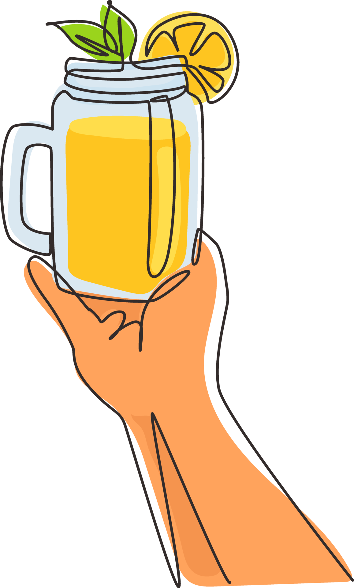 Continuous one line drawing freshly squeezed lemonorange juice with