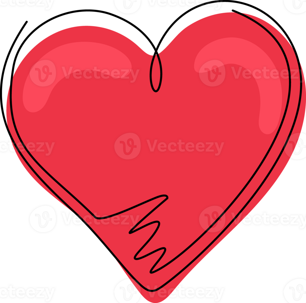 Single kontinuierlich Linie Zeichnung Herz Symbol. perfekt Liebe Symbol. Valentinstag Tag Zeichen, Emblem isoliert An. eben Stil zum Grafik und Netz Design, Logo. dynamisch einer Linie zeichnen png