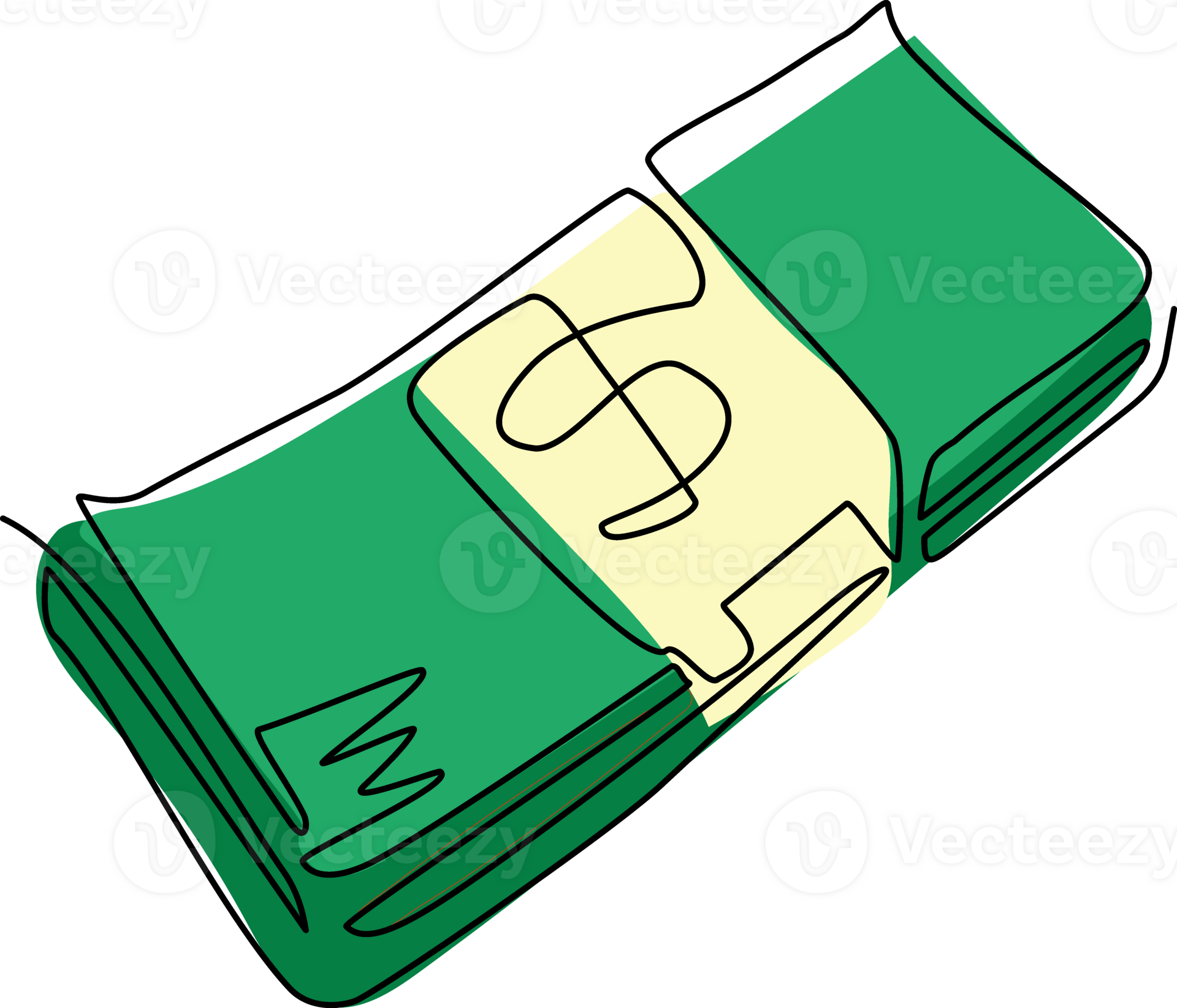 Single continuous line drawing money banknotes flat. Packing in bundles