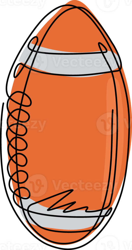 single doorlopend lijn tekening Amerikaans Amerikaans voetbal bal. rugby sport. gestileerde Amerikaans Amerikaans voetbal logo icoon, zwart kleur met wit negatief ruimte strepen, hechtingen. een lijn trek grafisch ontwerp png