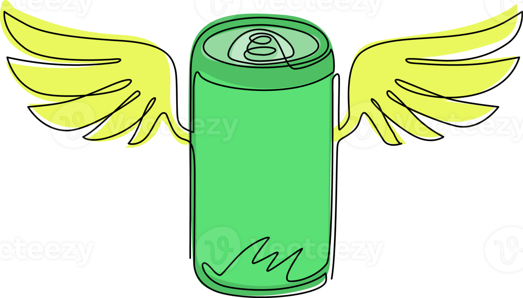 Continuous one line drawing soda can with wings. Flying soda concept. Food in doodle cartoon linear style. For flyer, sticker, card, logo, icon, print, poster. Single line draw design graphic png