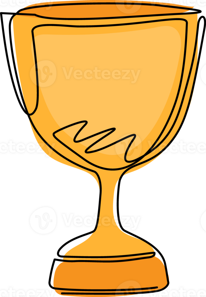 Single continuous line drawing winning trophy icon winner first position competition success sport best leadership compete and challenge theme. Dynamic one line draw graphic design illustration png