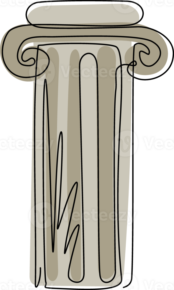 Continuous one line drawing ancient roman and historical classic decorations gothic columns and friezes in ancient venetian style. Classic pillar. Single line draw design graphic illustration png