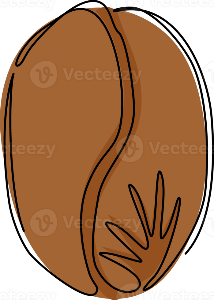 Single one line drawing coffee shop emblem logo. Coffee store label insignia template. Coffee bean silhouette hand drawn. Coffee seed simple icon. Modern continuous line draw design graphic png