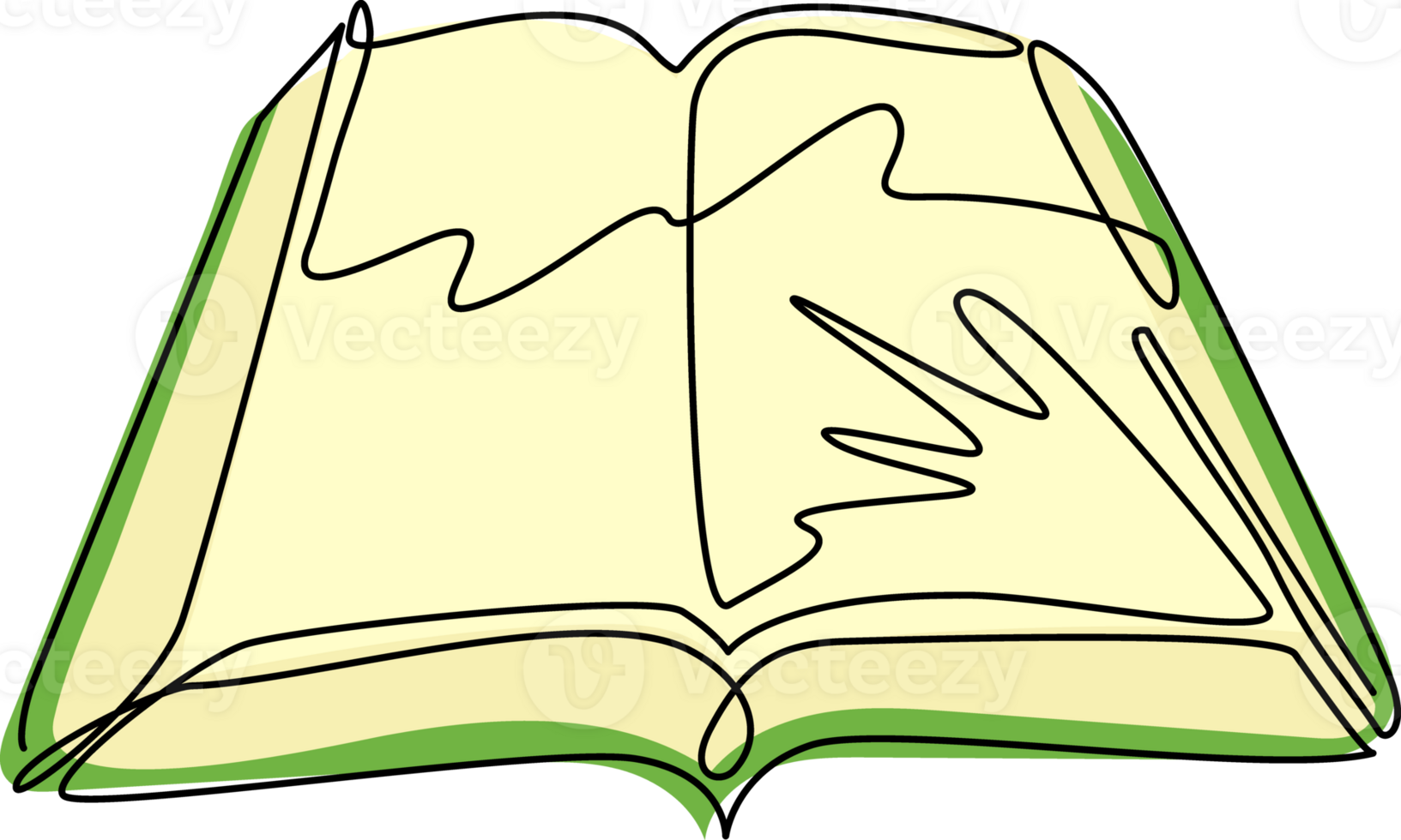 Single one line drawing open book icon in flat style. Study and knowledge, library and education, science and literature. Isolated open books in various positions. Continuous line draw design graphic png