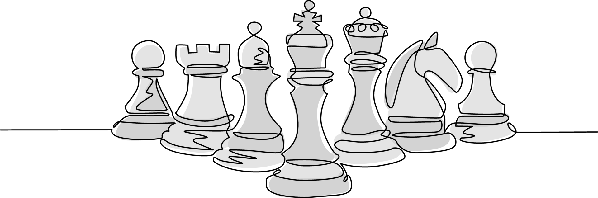 Single one line drawing chess pieces aligned, luxury hand drawn or  engraving. King, Queen, Bishop, Knight, Rook, Pawn. Leader success concept.  Continuous line draw design graphic vector illustration 23866745 Vector Art  at