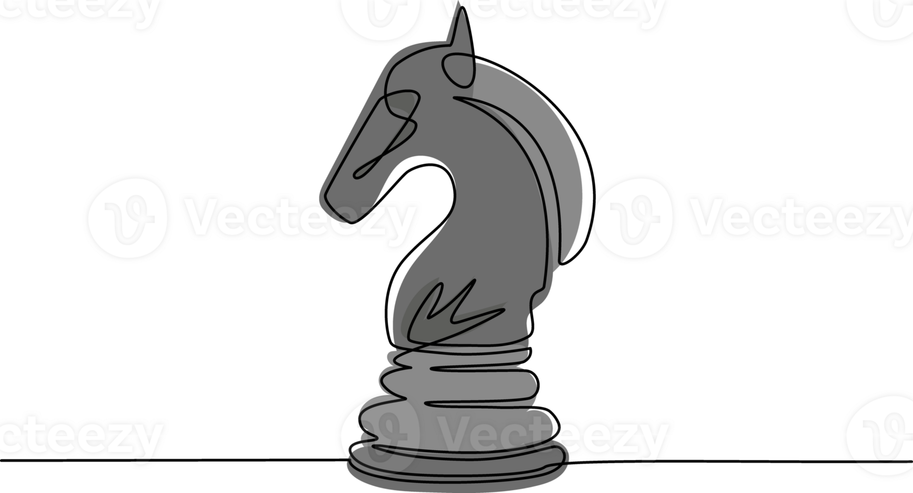 Single continuous line drawing horse knight chess logo isolated. Chess logo for web site, app and print presentation. Creative art concept. One line draw design illustration png