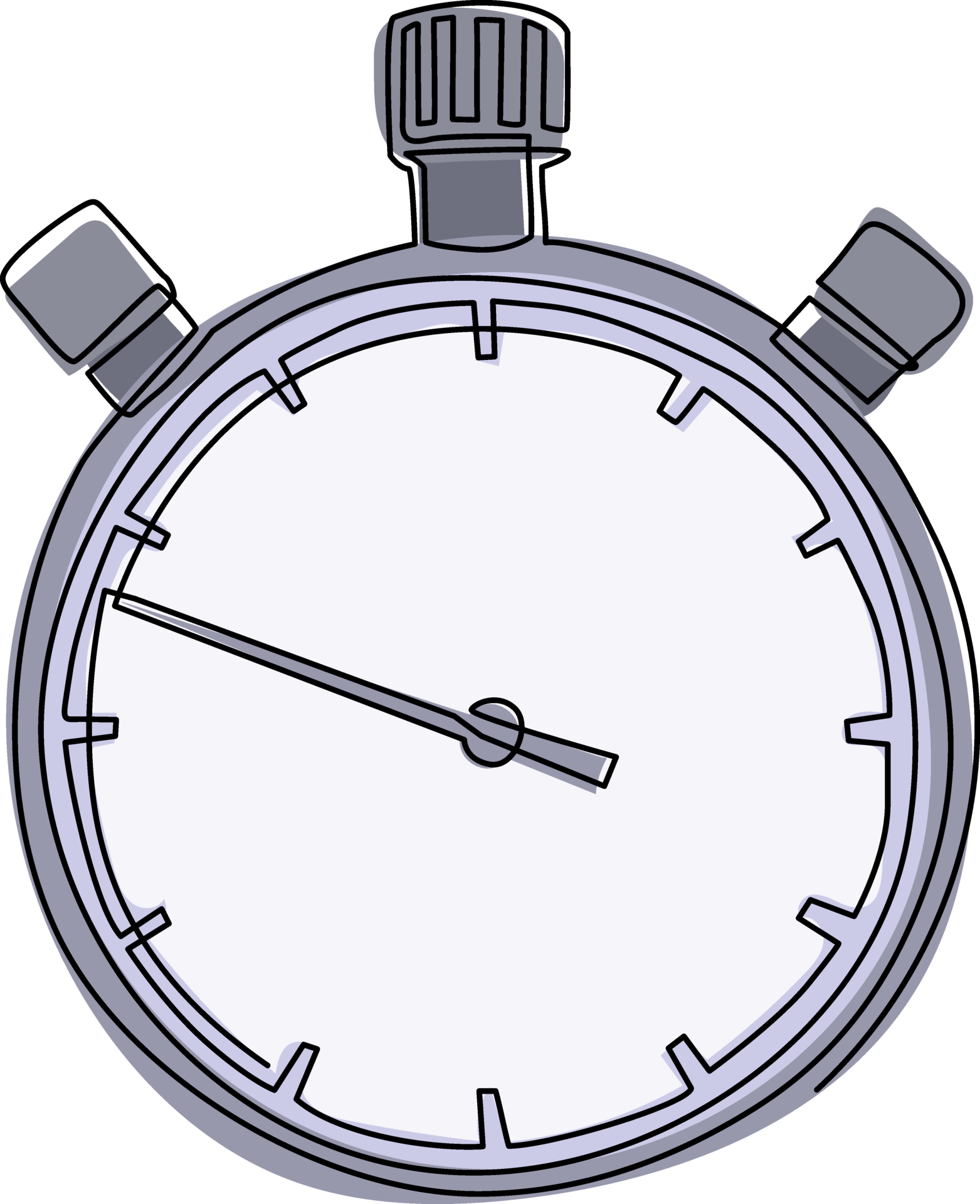 Single continuous line drawing stopwatch, special watch to start, stop, measure. Sport and