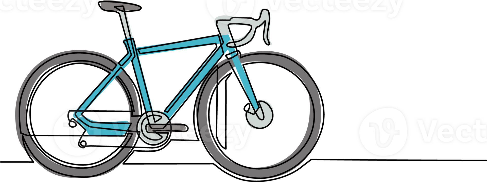 Single continuous line drawing road bicycle. Eco friendly vehicle, sport bike. Speed city travel attribute, cycling hobby symbol. Multi gear transport. One line draw graphic design illustration png