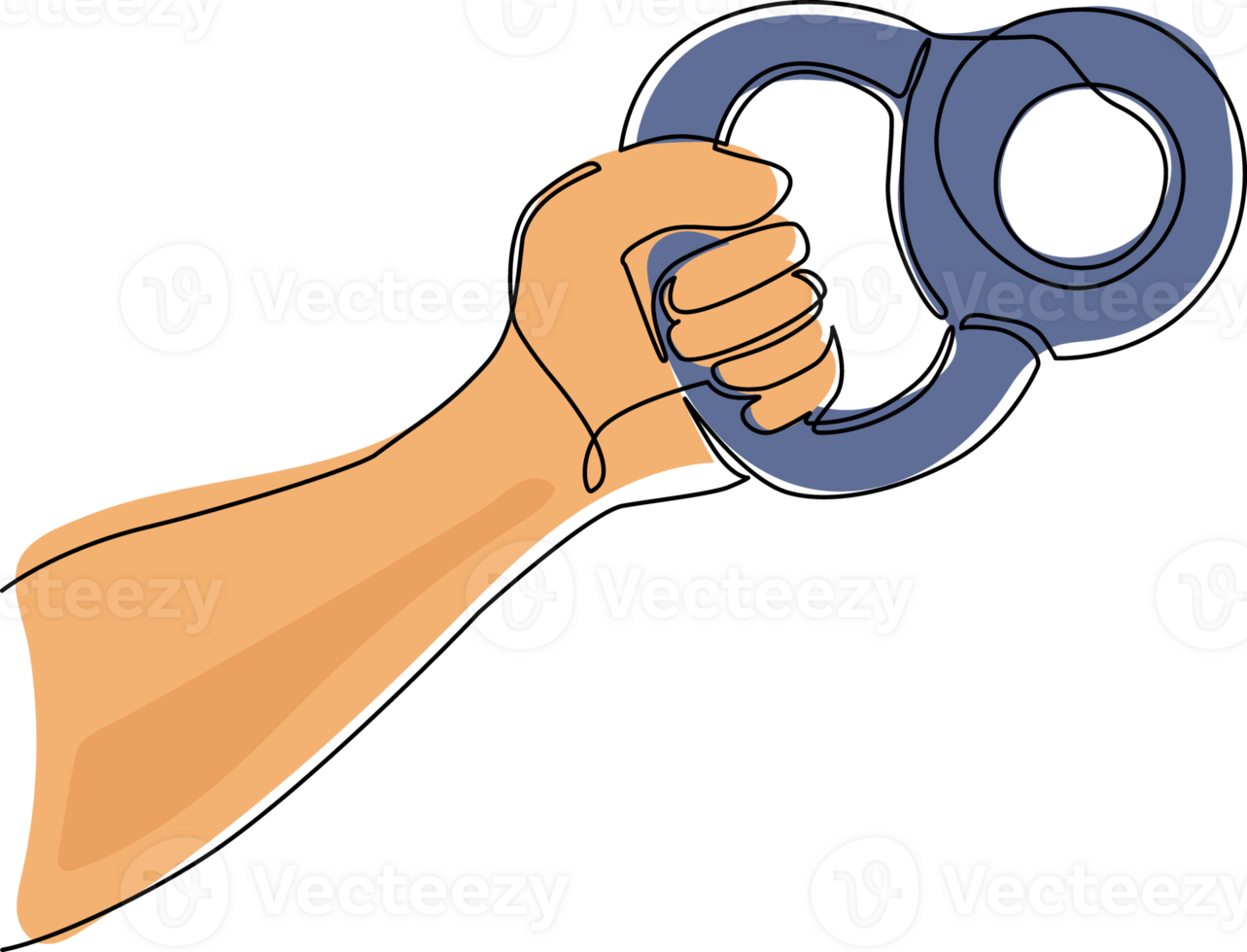 Single continuous line drawing bodybuilder hand holding kettlebell. Weight. Athlete with kettlebell for strength exercises. Equipment for sports and bodybuilding. One line draw graphic design png