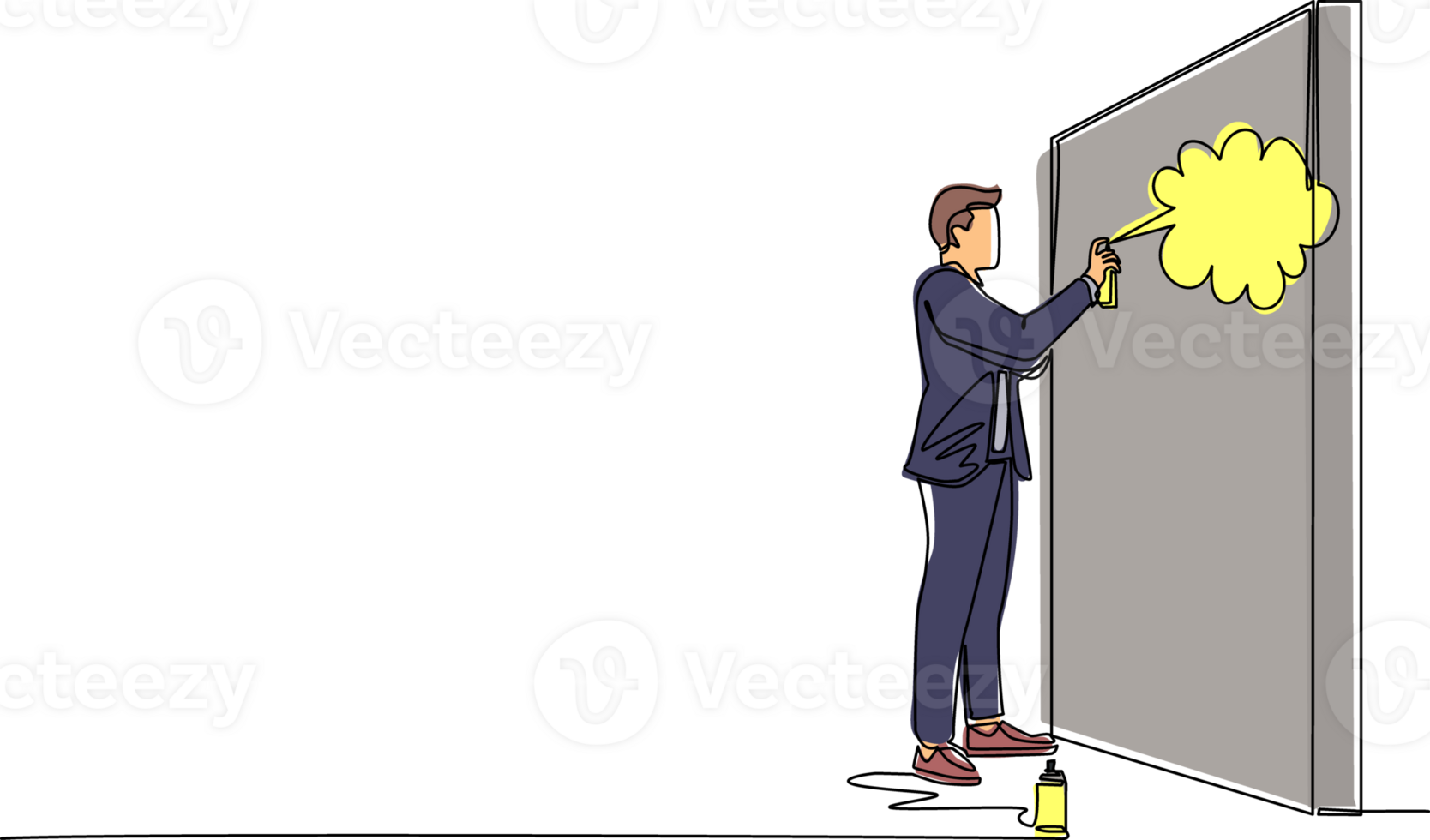 Continuous one line drawing businessman is painting profit graph on the wall. Business and success metaphor concept. Allegory of the career growth. Single line draw design graphic illustration png