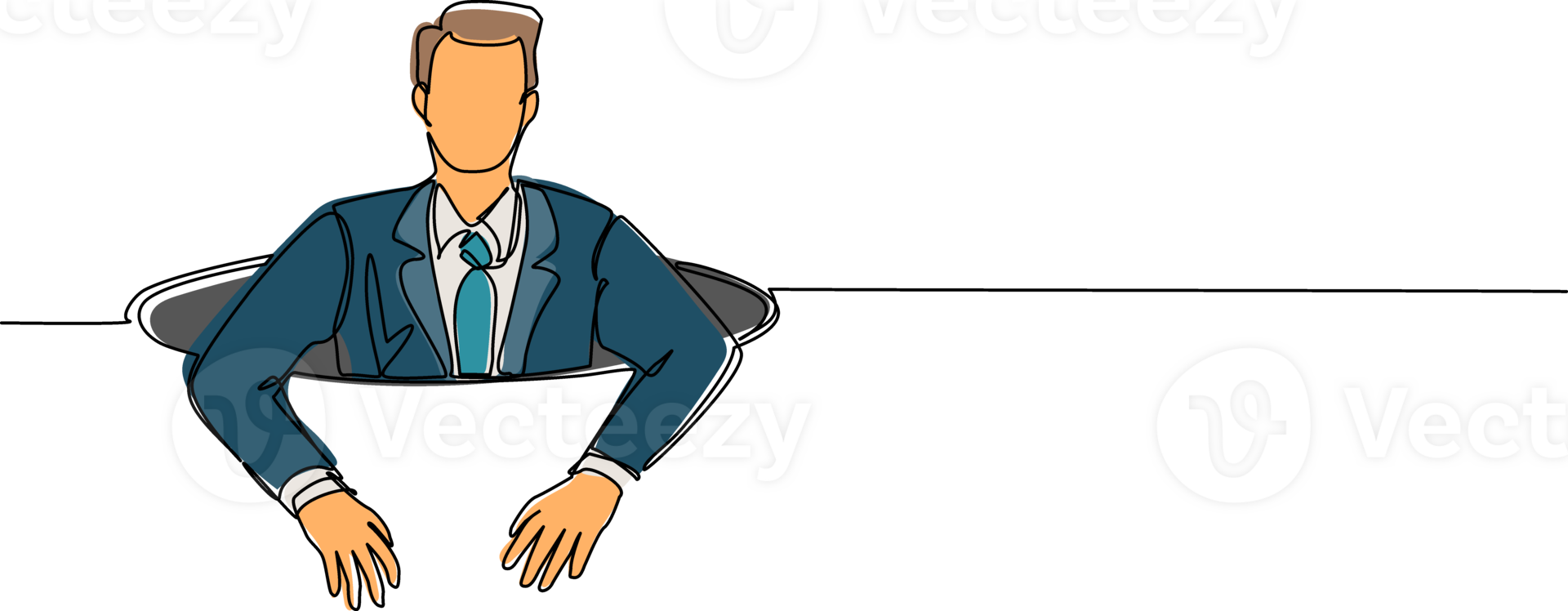 Single continuous line drawing businessman trying to get out of from hole, metaphor to facing big problem. Business struggles. Strength for success. One line draw graphic design illustration png