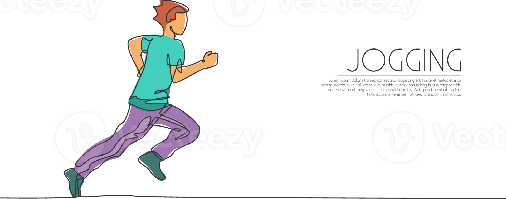 Single continuous line drawing of young agile man runner jogging run relax. Individual sport with competition concept. Trendy one line draw design illustration for running tournament promotion png