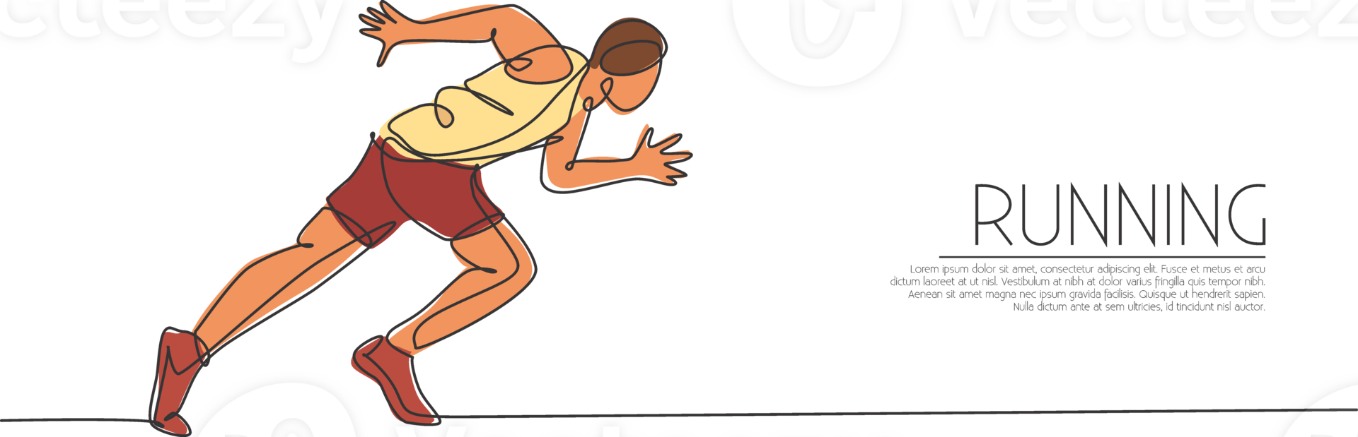 Single continuous line drawing of young agile man runner focus to sprint run. Individual sport, competition concept. Trendy one line draw design illustration for running tournament promotion png