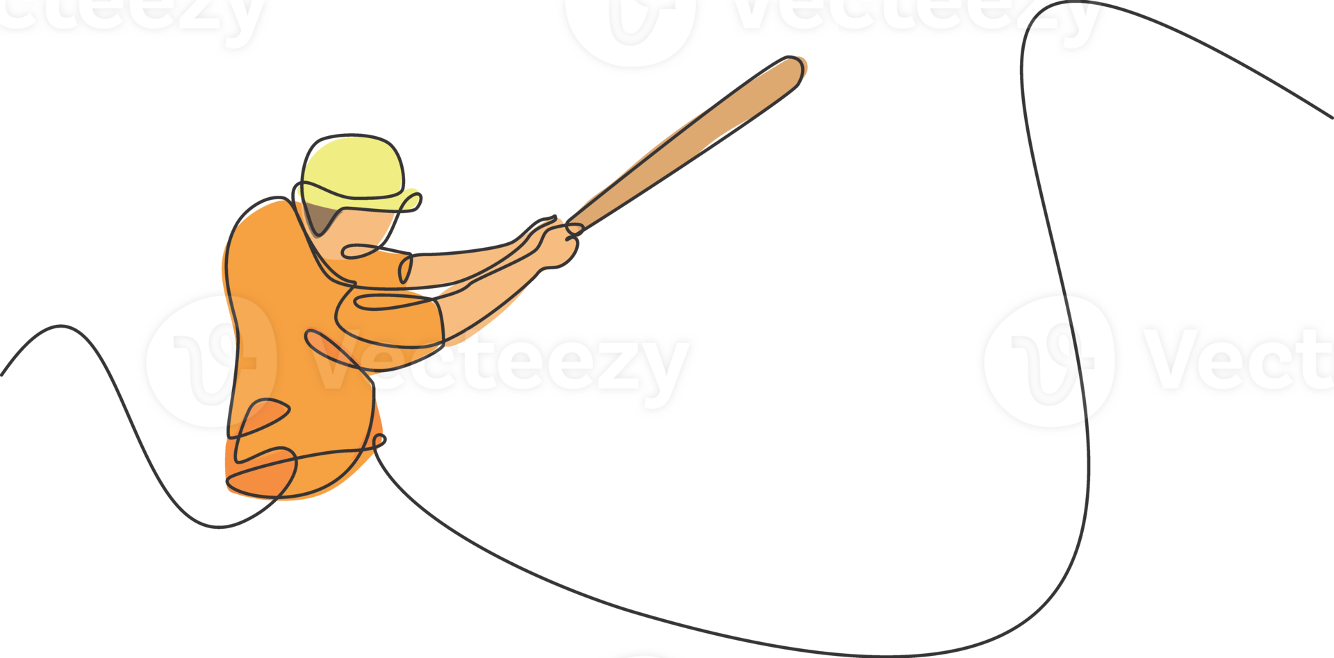Single continuous line drawing of young agile man baseball player hit the ball home run so hard. Sport exercise concept. Trendy one line draw design illustration for baseball promotion media png