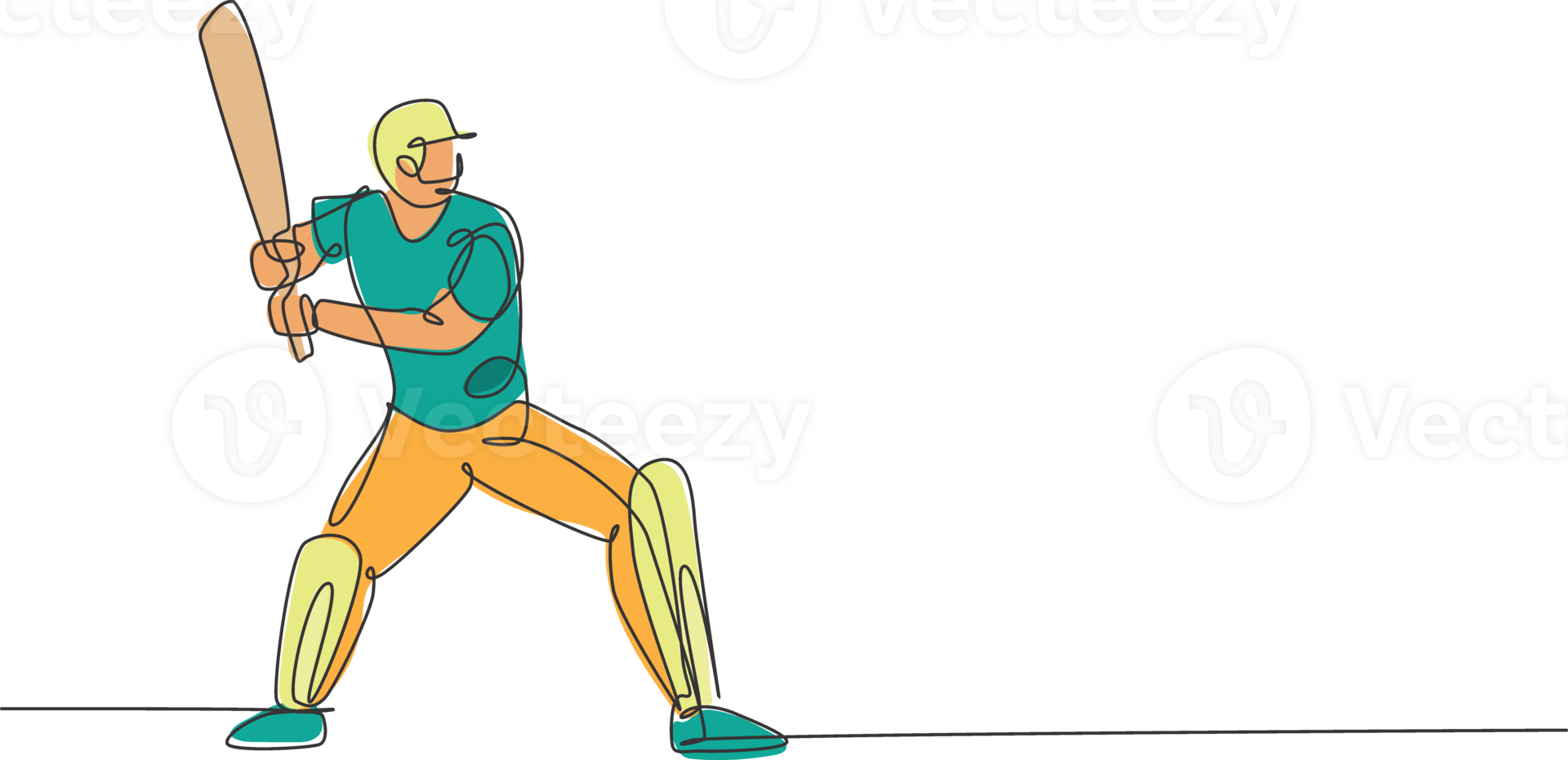 One single line drawing of young energetic man baseball player practice to hit the ball illustration. Sport training concept. Modern continuous line draw design for baseball tournament banner png