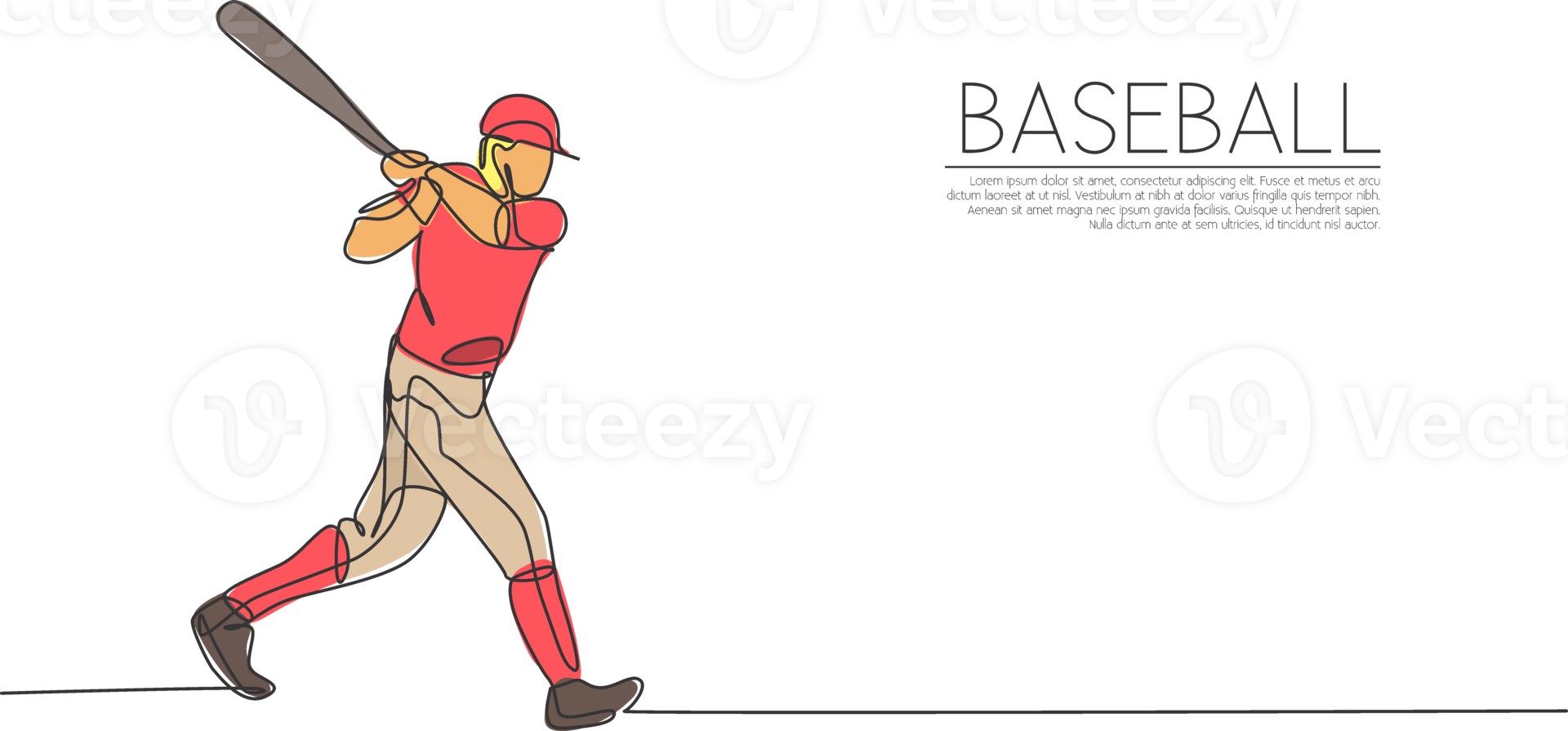 Single continuous line drawing of young agile man baseball player practice to hit the ball. Sport exercise concept. Trendy one line draw design graphic illustration for baseball promotion media png