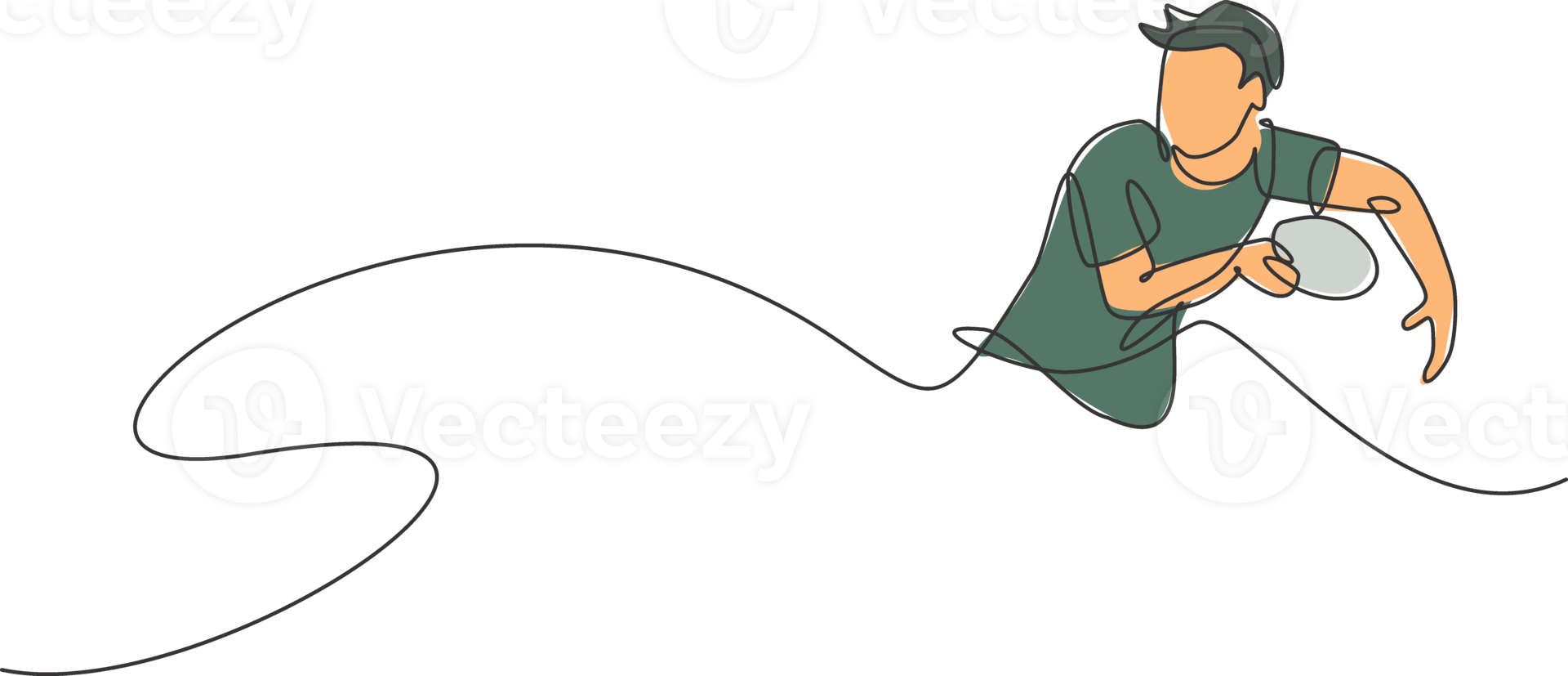 een single lijn tekening van energiek Mens tafel tennis speler focus te ontvangen rivaal bal illustratie. sport opleiding concept. modern doorlopend lijn trek ontwerp voor ping pong toernooi banier png
