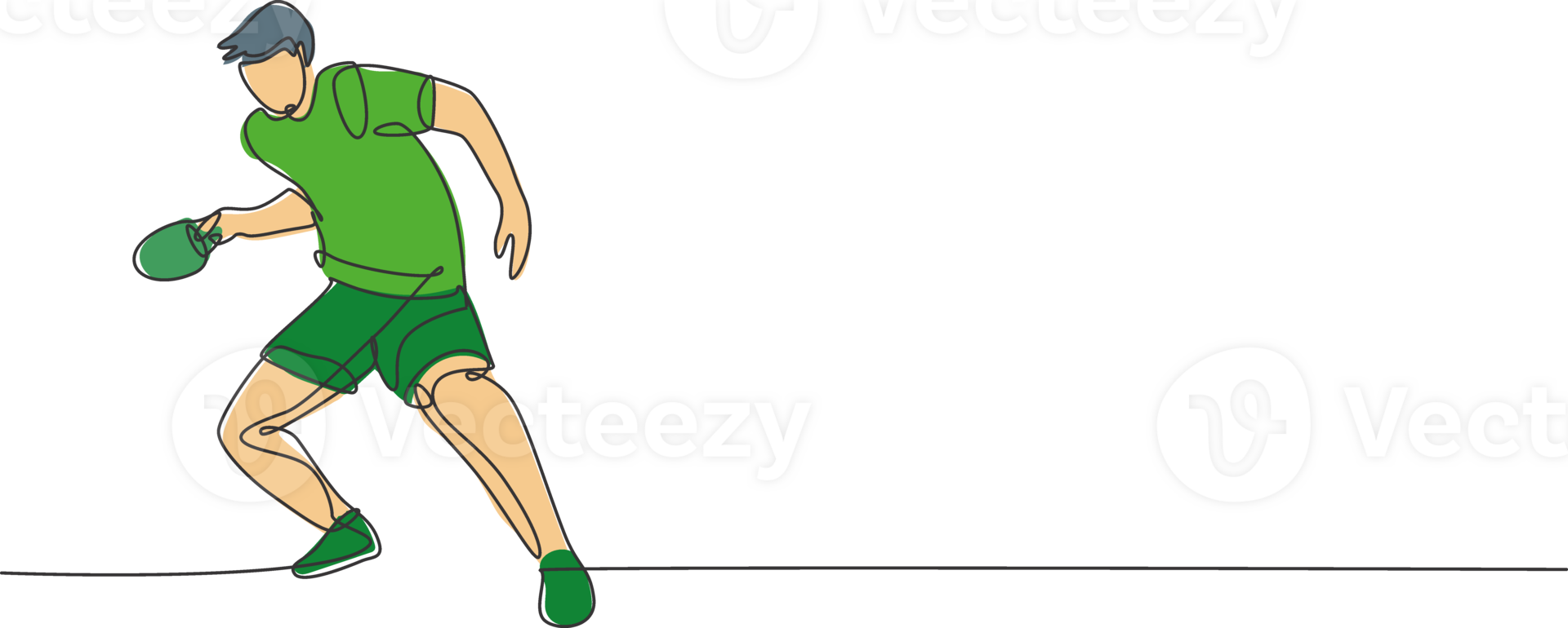 Single continuous line drawing of young agile man table tennis player hold rival attack. Sport exercise concept. Trendy one line draw design illustration for ping pong match promotion media png