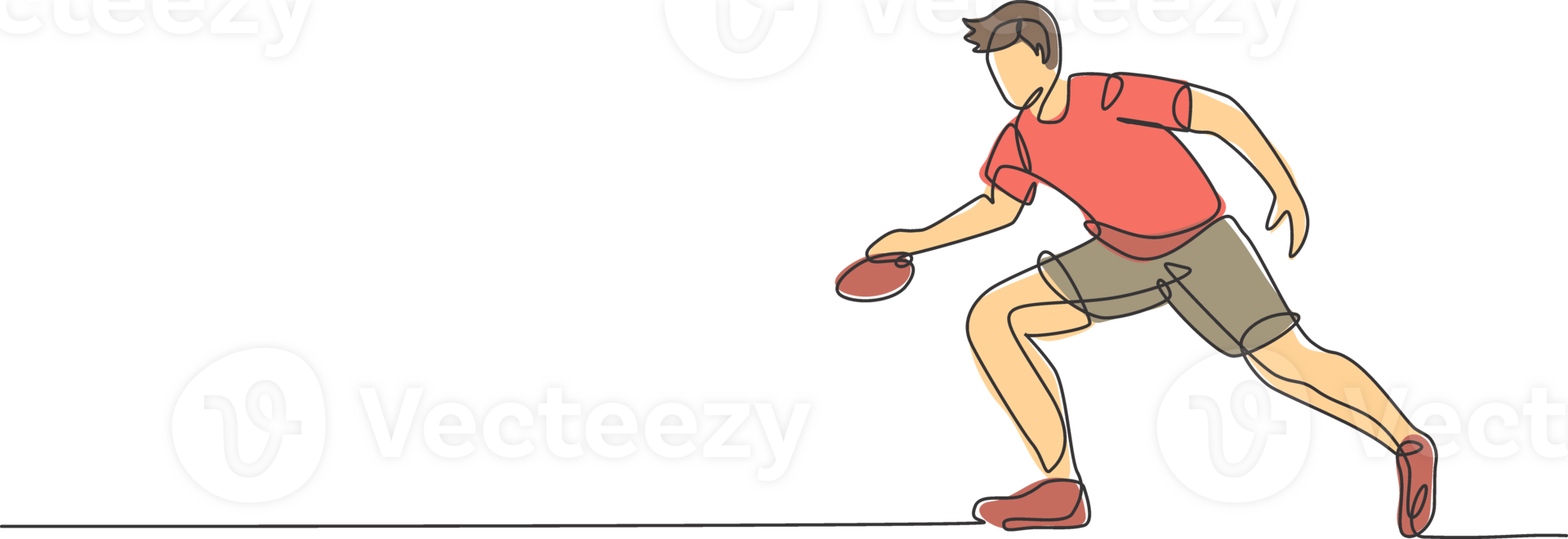 One single line drawing of energetic man table tennis player practice to hold rival smash illustration graphic. Sport concept. Modern continuous line draw design for ping pong tournament banner png