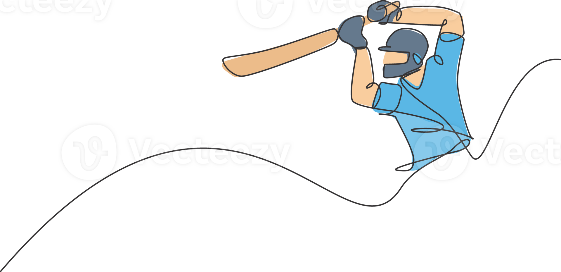 Single continuous line drawing of young agile man baseball player focus training to hit the ball. Sport exercise concept. Trendy one line draw design illustration for baseball promotion media png