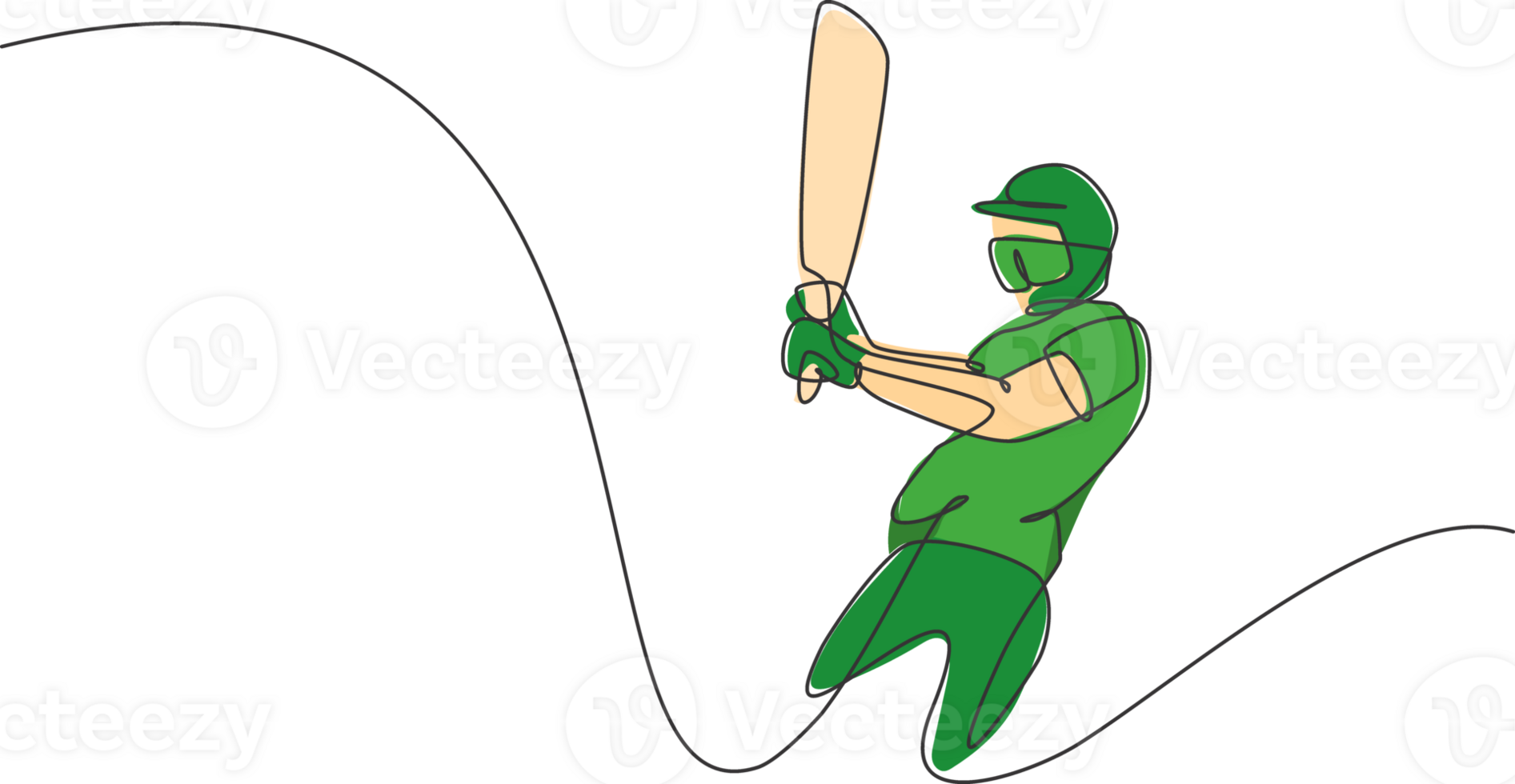 One continuous line drawing of young sporty man baseball player exercise to hit the ball. Competitive sport concept. Dynamic single line draw design graphic illustration for promotion poster png