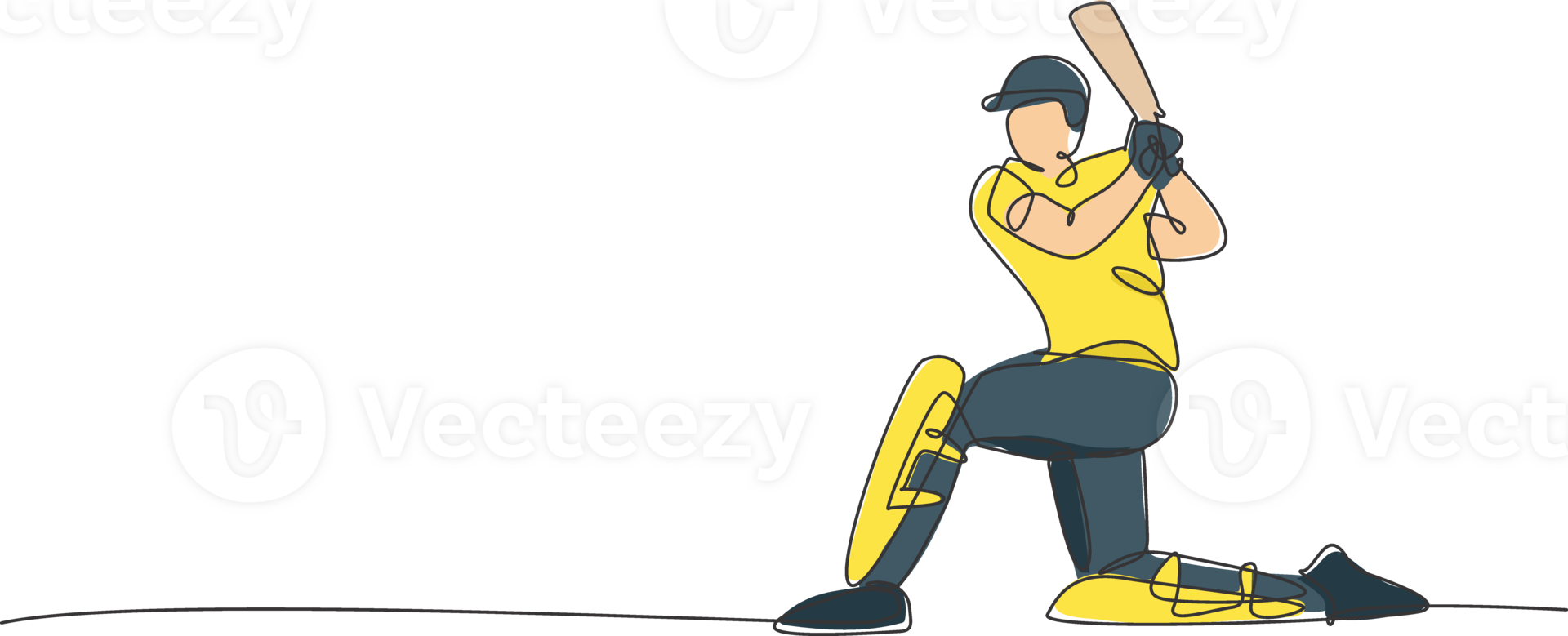 One continuous line drawing of young sporty man baseball player practice to hit the ball. Competitive sport concept. Dynamic single line draw design graphic illustration for promotion poster png