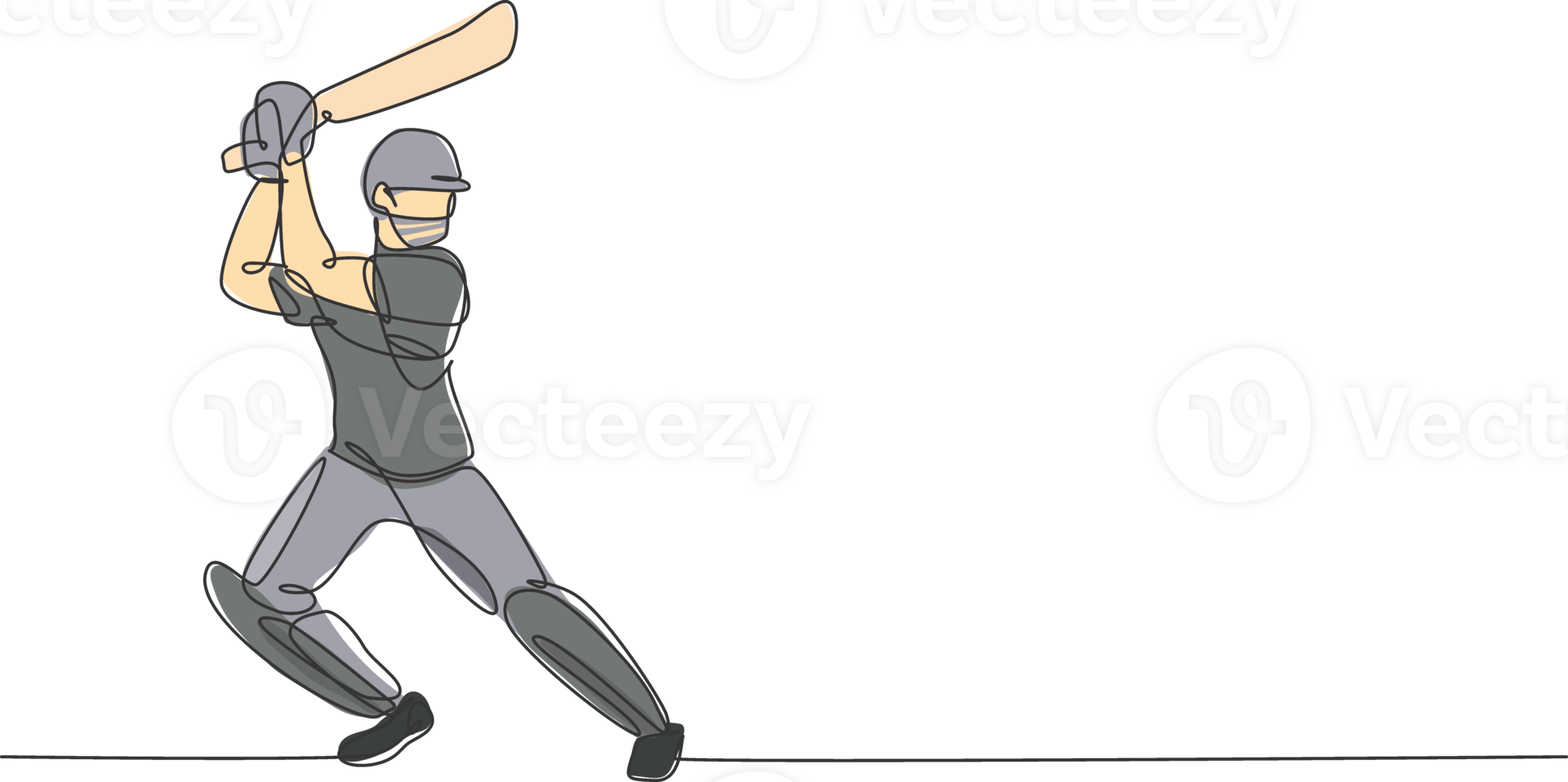 Single continuous line drawing of young agile man baseball player practice to hit ball at field. Sport exercise concept. Trendy one line draw design illustration for baseball promotion media png
