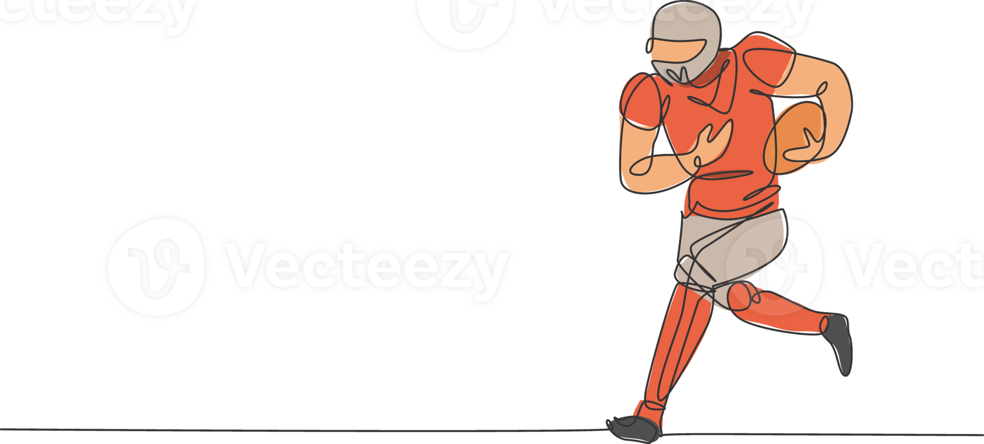 Single continuous line drawing of young agile american football player running fast to avoid rival team for competition media. Sport exercise concept. Trendy one line draw design illustration png
