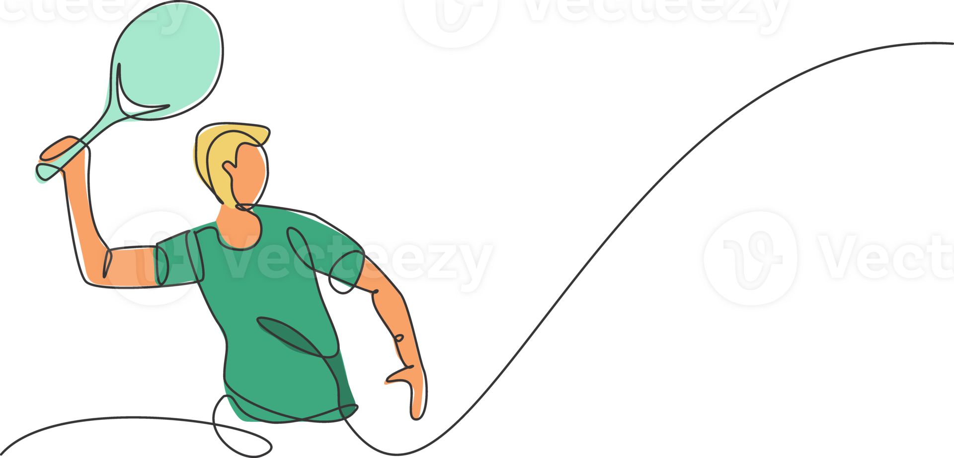 Single continuous line drawing of young agile tennis player hold the ball from opponent. Sport exercise concept. Trendy one line draw design illustration for tennis tournament promotion media png
