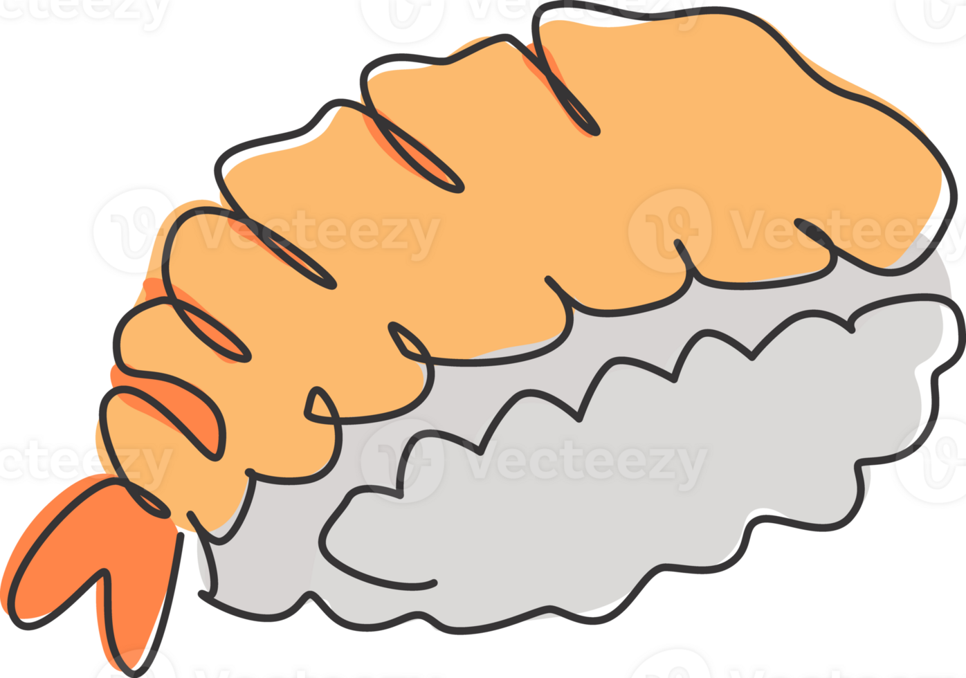 ett enda linje teckning färsk japansk nigiri sushi bar logotyp grafisk illustration. japan hav mat Kafé meny och restaurang bricka begrepp. modern kontinuerlig linje dra design gata mat logotyp png