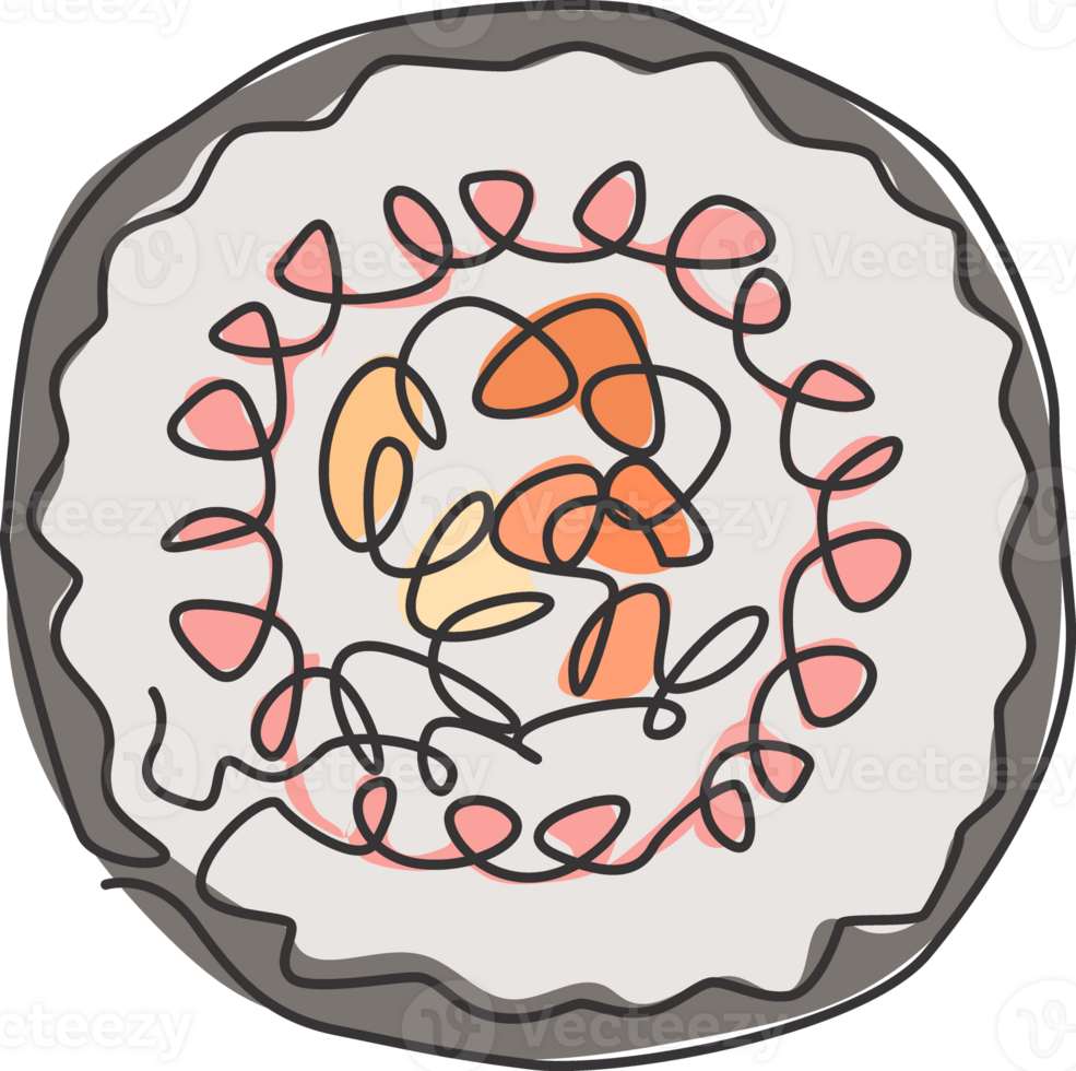 solteiro contínuo linha desenhando do estilizado fresco maki Sushi Barra logotipo rótulo. emblema frutos do mar restaurante conceito. moderno 1 linha desenhar Projeto ilustração para cafeteria, fazer compras ou Comida Entrega serviço png