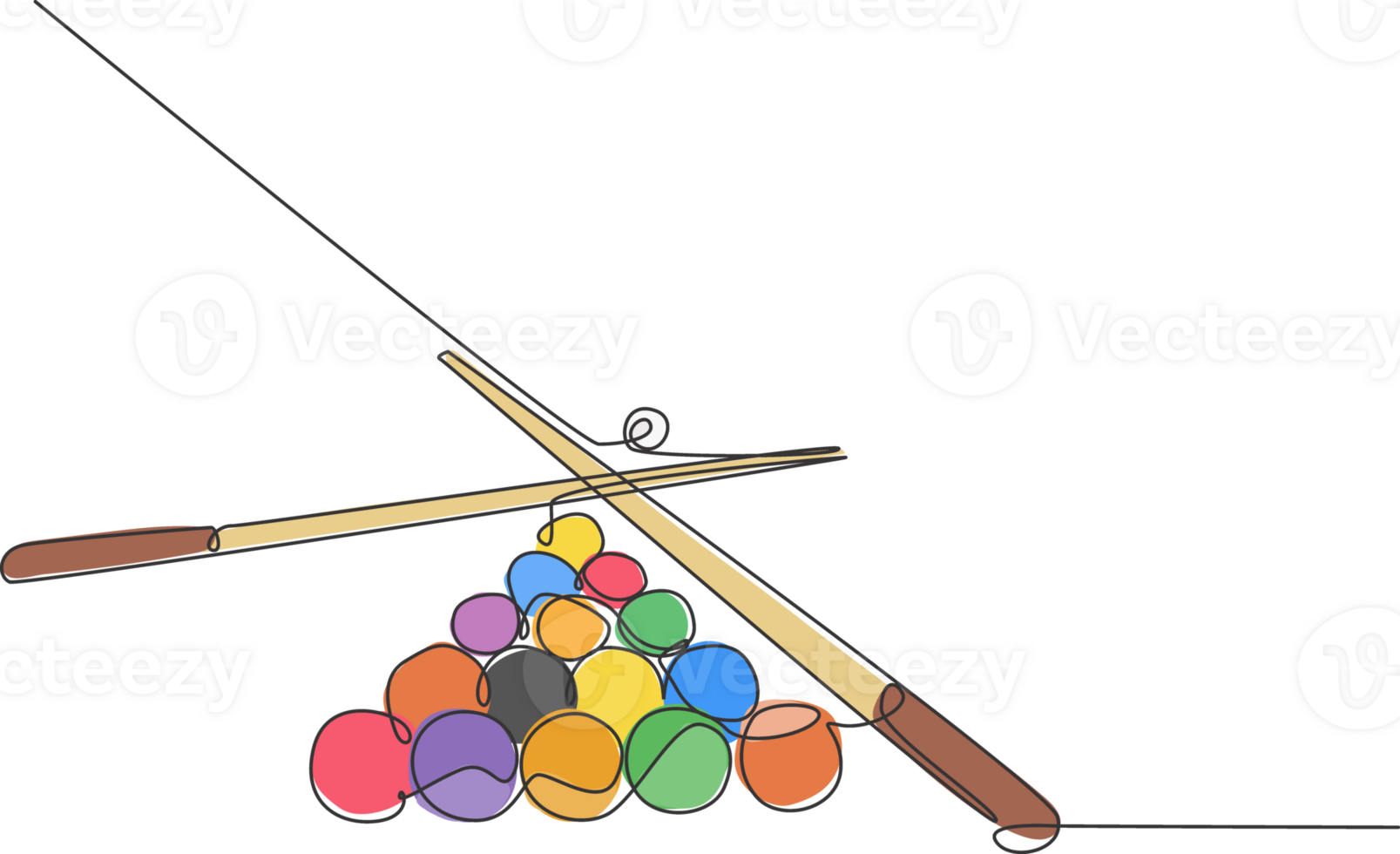 1 solteiro linha desenhando do triângulo pirâmide bolas pilha para piscina bilhar jogos às de bilhar quarto gráfico ilustração. interior esporte recreativo jogos conceito. moderno contínuo linha desenhar Projeto png