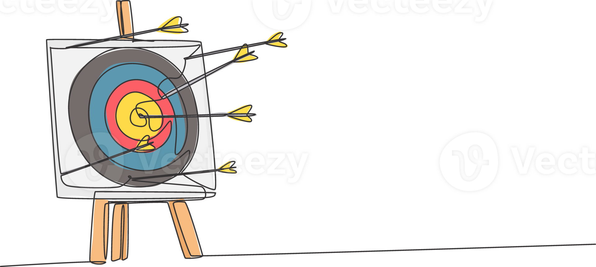 Single continuous line drawing of professional archer shot archery target not too precisely. Archery sport exercise with the bow concept. Trendy one line draw design illustration graphic png