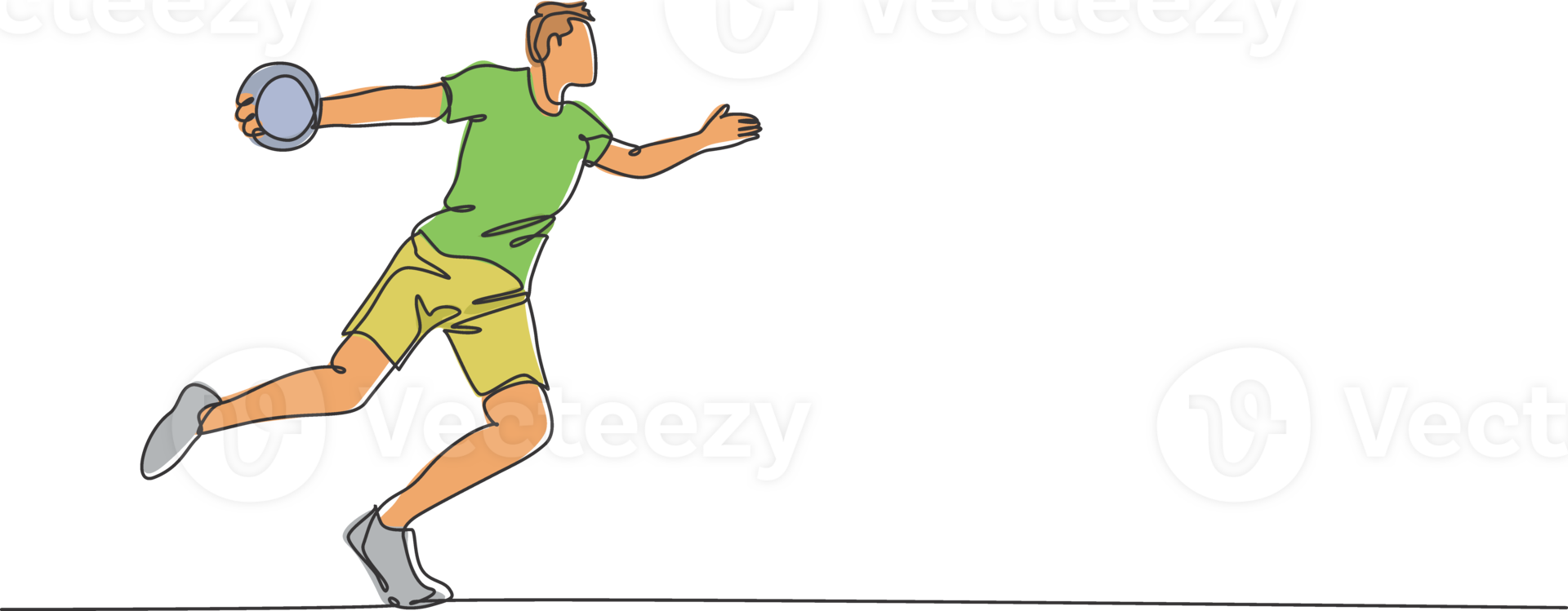 One continuous line drawing of young sporty woman exercise to throw