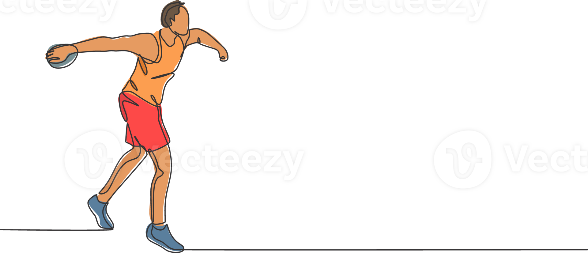 Single continuous line drawing of young sportive man practice to throw