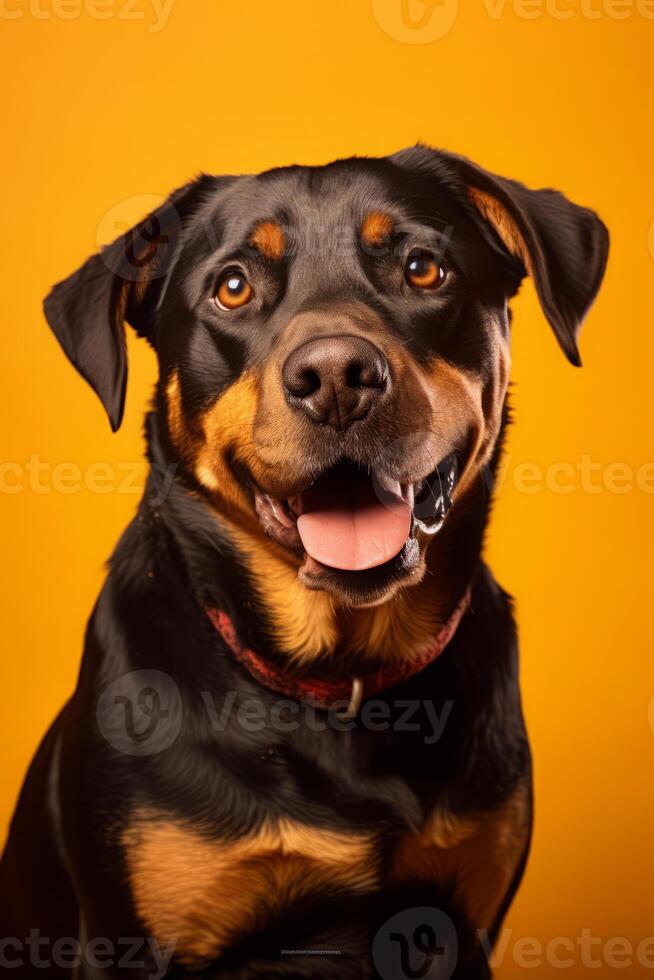 Very cute Rottweiler in nature, national geography, Wide life animals. AI Generated. photo