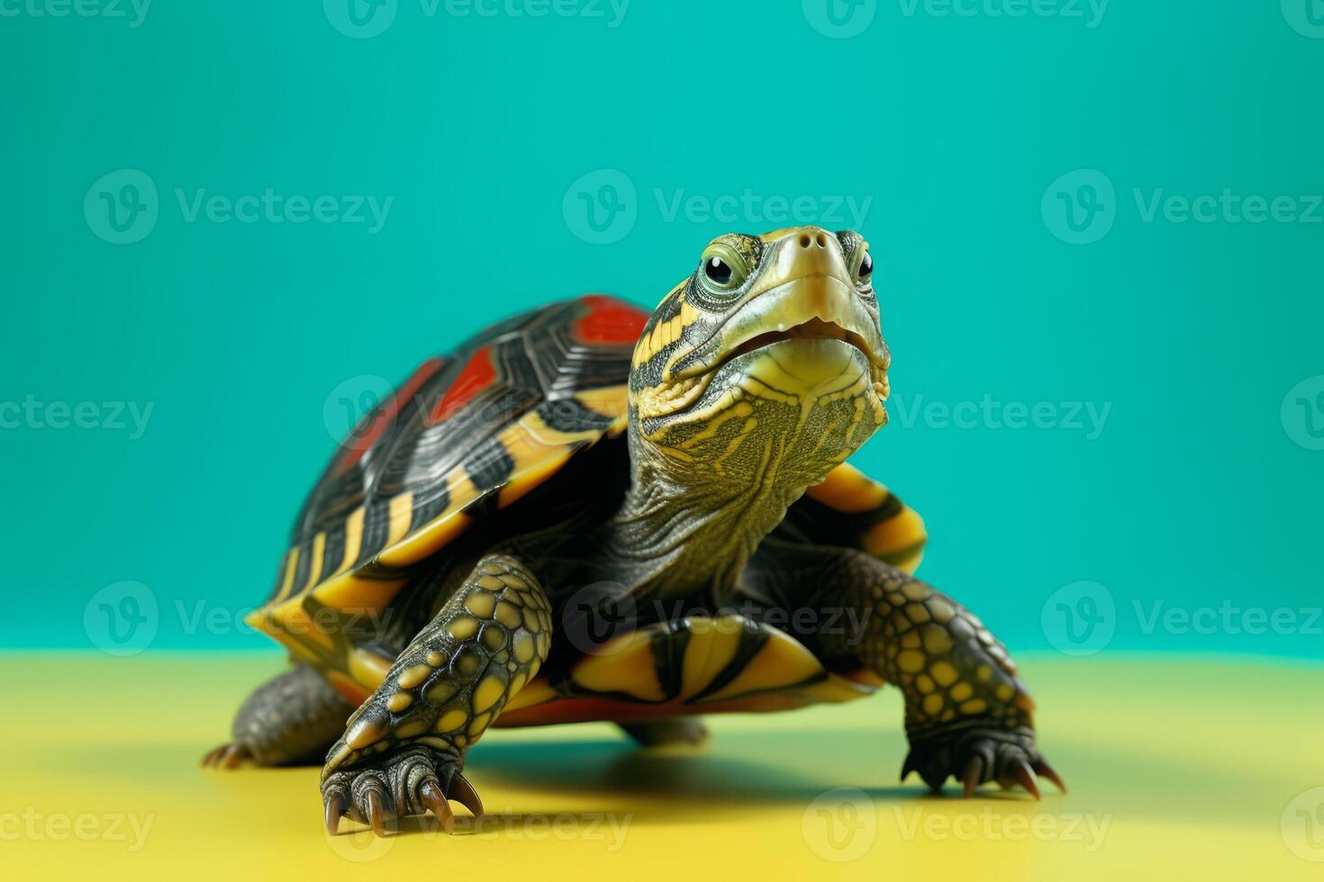 Very cute Red-eared Slider in nature, national geography, Wide life animals. . photo