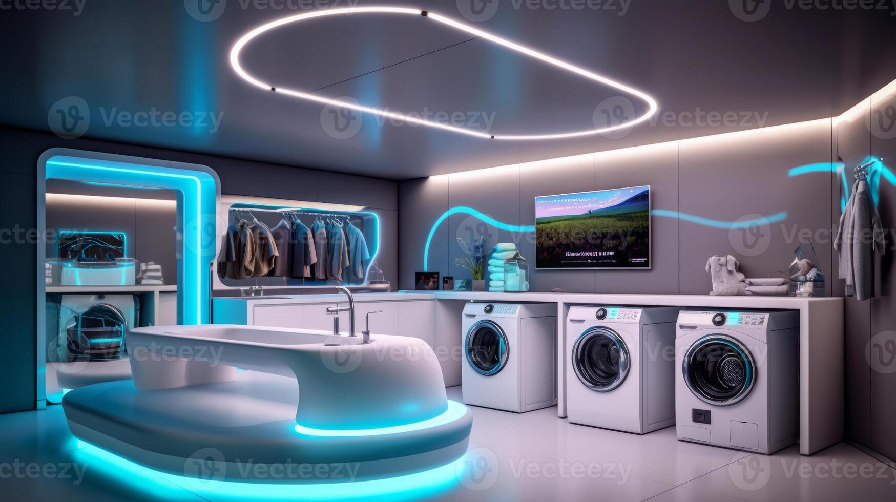 Laundry Room of a beautiful futuristic design. . photo