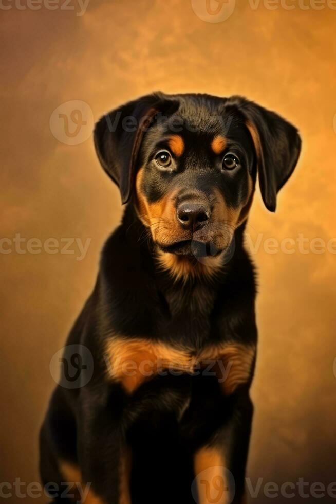 Very cute puppy Rottweiler in nature, national geography, Wide life animals. AI Generated. photo