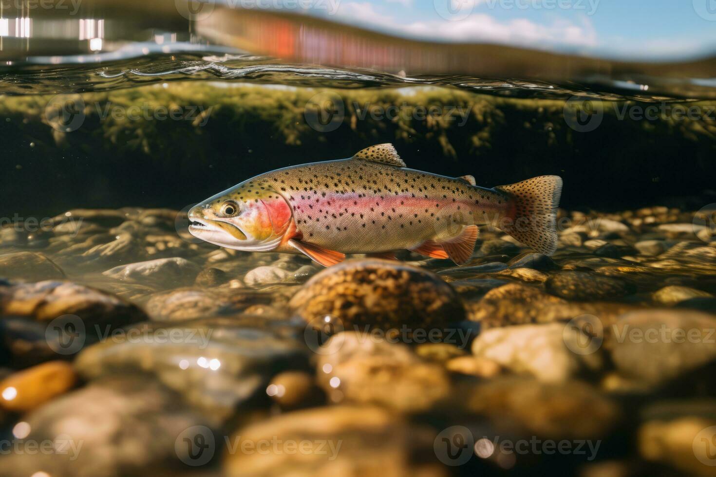 Salmon in nature, national geography, Wide life animals. AI Generated. photo