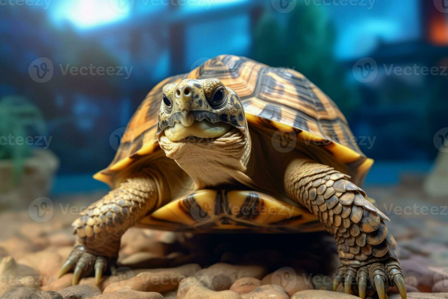 Cute Russian tortoise in nature, national geography, Wide life animals. AI Generated. photo