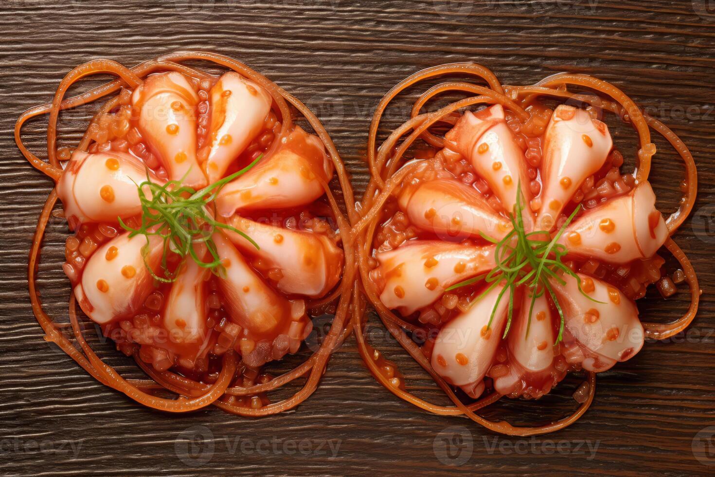 Close-up top view of Tako SASHIMI Squid, Japanese food. . photo