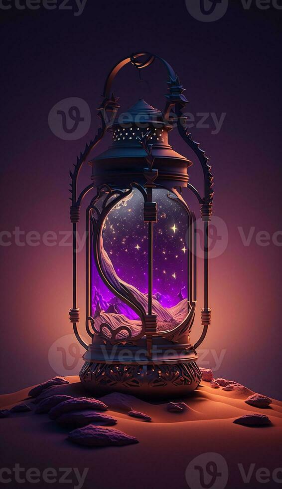 arabic lantern of ramadan celebration background. AI Generative photo