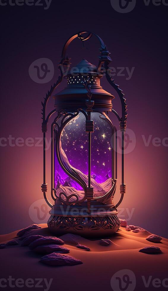 arabic lantern of ramadan celebration background. photo